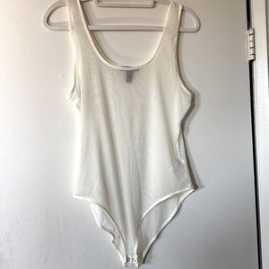 Forever 21 White/Cream Mesh Bodysuit